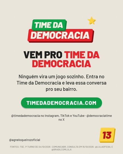 Card 6 do carrossel, time da democracia