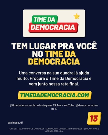 Card 6 do carrossel, time da democracia