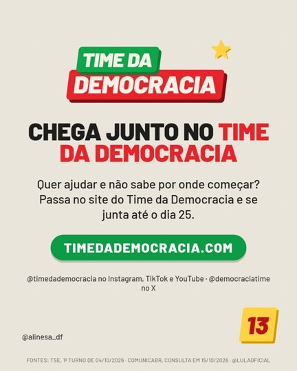 Card 6 do carrossel, time da democracia