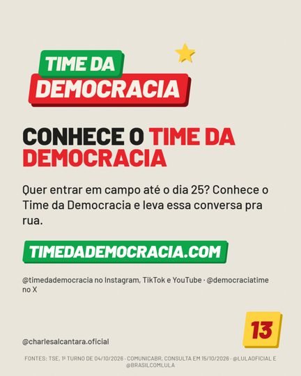 Card 6 do carrossel, time da democracia