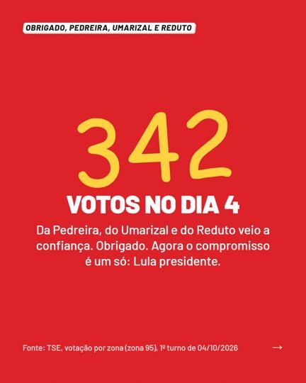 Card 2 do carrossel, agradecimento pelos votos