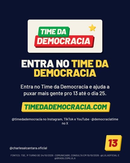 Card 6 do carrossel, time da democracia