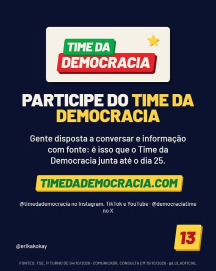 Card 6 do carrossel, time da democracia