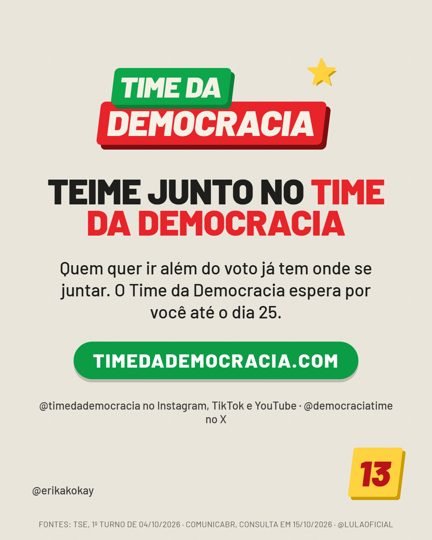 Card 6 do carrossel, time da democracia