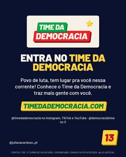 Card 6 do carrossel, time da democracia