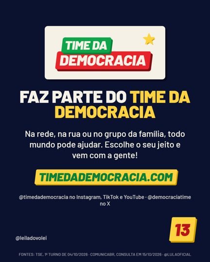 Card 6 do carrossel, time da democracia