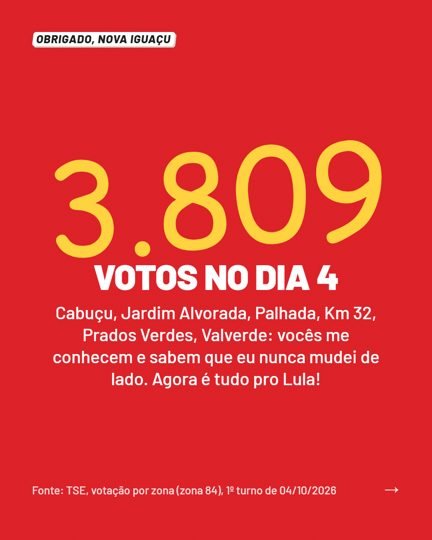Card 2 do carrossel, agradecimento pelos votos