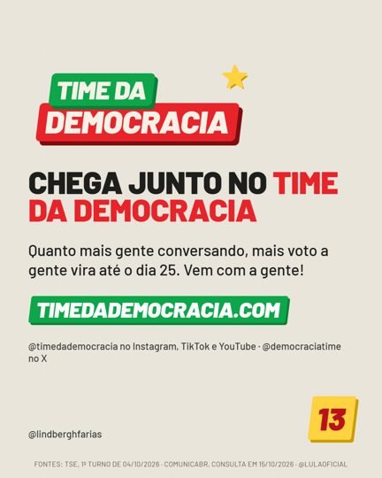 Card 6 do carrossel, time da democracia