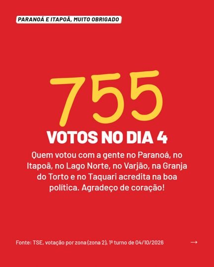 Card 2 do carrossel, agradecimento pelos votos