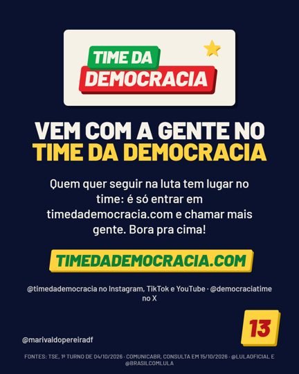 Card 6 do carrossel, time da democracia