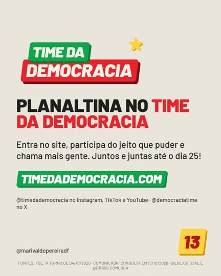 Card 6 do carrossel, time da democracia