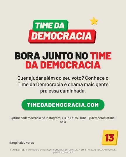 Card 6 do carrossel, time da democracia