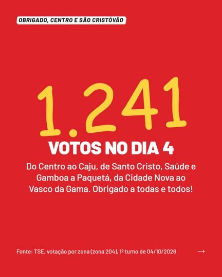 Card 2 do carrossel, agradecimento pelos votos