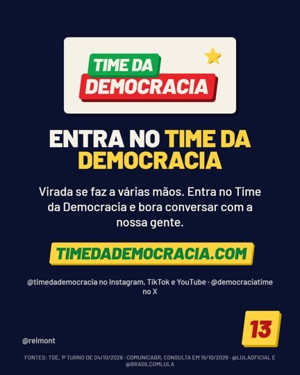 Card 6 do carrossel, time da democracia