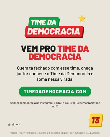 Card 6 do carrossel, time da democracia