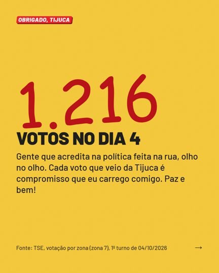 Card 2 do carrossel, agradecimento pelos votos
