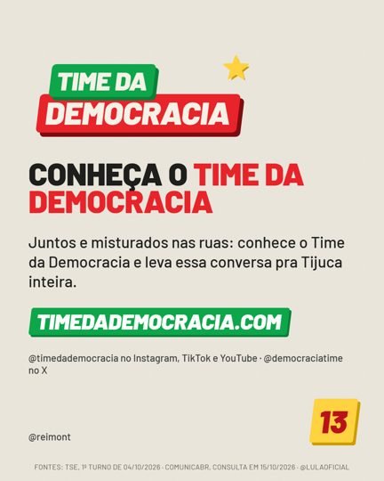 Card 6 do carrossel, time da democracia
