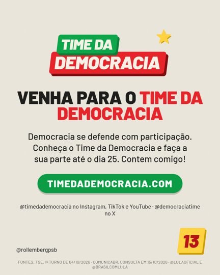 Card 6 do carrossel, time da democracia