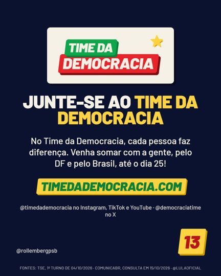 Card 6 do carrossel, time da democracia