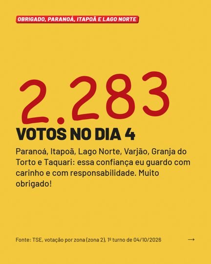 Card 2 do carrossel, agradecimento pelos votos