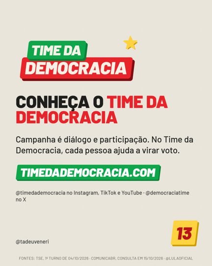 Card 6 do carrossel, time da democracia