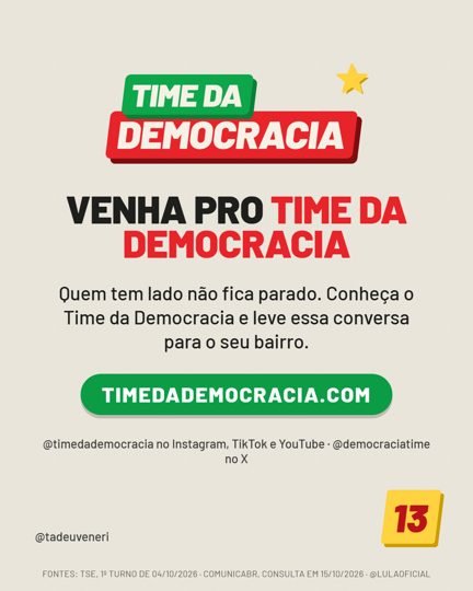 Card 6 do carrossel, time da democracia