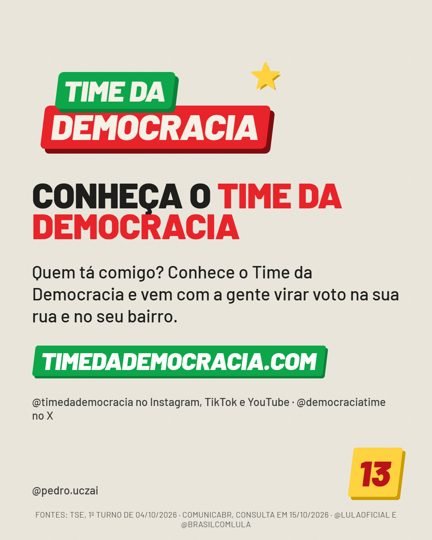 Card 6 do carrossel, time da democracia