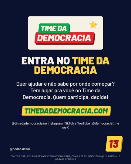Card 6 do carrossel, time da democracia