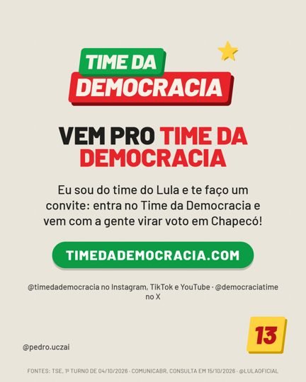 Card 6 do carrossel, time da democracia